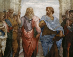 Detail of Plato and Aristotle from <The School of Athens> by Raphael