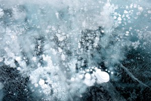 Methane clathrate gas released from bottom sediments of Lake Baikal, Irkutsk Oblast, Siberia, Russia, Eurasia